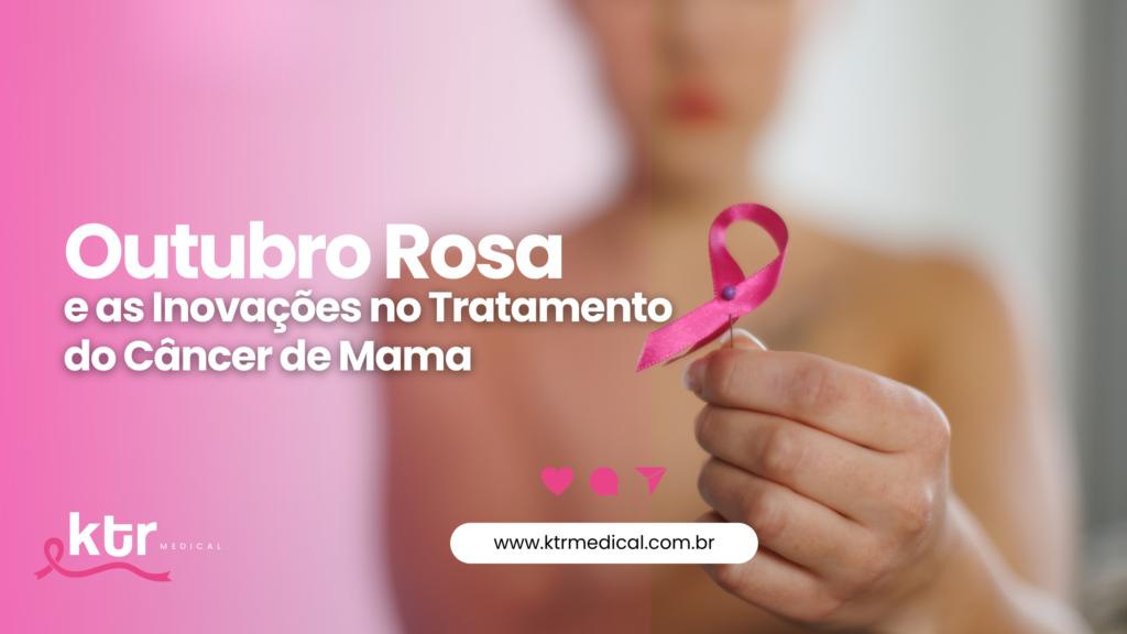 Mulher segurando a fita simbolodo do outubro rosa e as inovações do tratamento do câncer